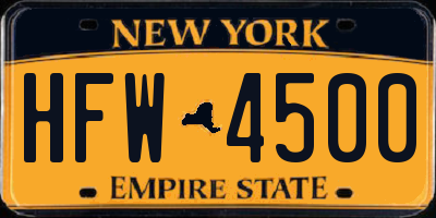 NY license plate HFW4500