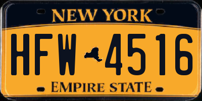 NY license plate HFW4516
