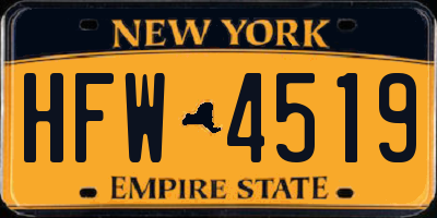 NY license plate HFW4519