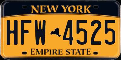 NY license plate HFW4525