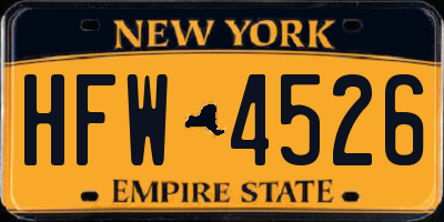 NY license plate HFW4526