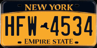 NY license plate HFW4534