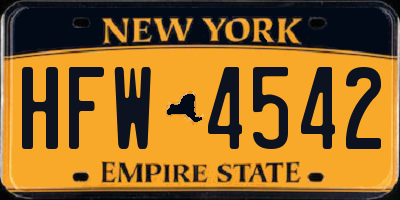 NY license plate HFW4542