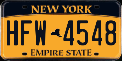 NY license plate HFW4548