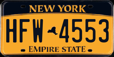 NY license plate HFW4553