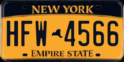 NY license plate HFW4566