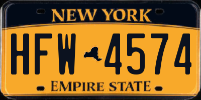 NY license plate HFW4574