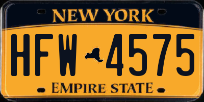NY license plate HFW4575