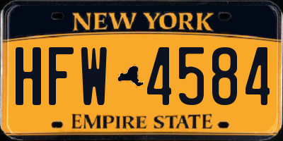 NY license plate HFW4584