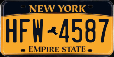 NY license plate HFW4587