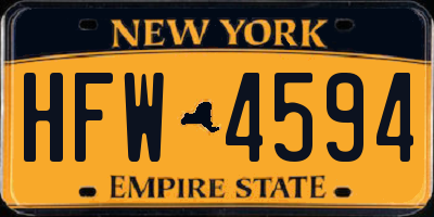 NY license plate HFW4594