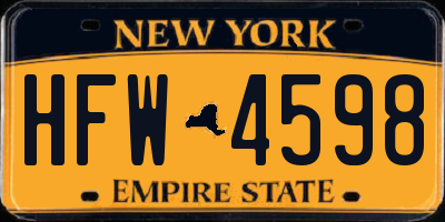NY license plate HFW4598