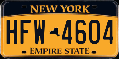 NY license plate HFW4604