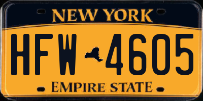 NY license plate HFW4605