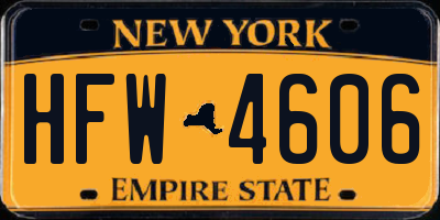 NY license plate HFW4606