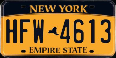 NY license plate HFW4613