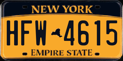 NY license plate HFW4615
