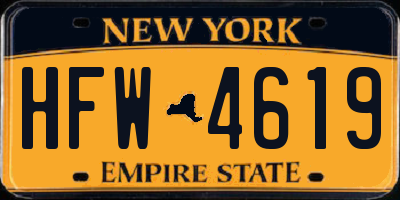 NY license plate HFW4619