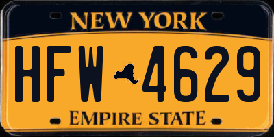 NY license plate HFW4629