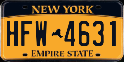 NY license plate HFW4631
