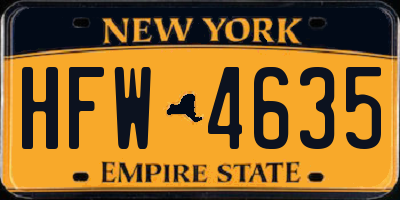NY license plate HFW4635