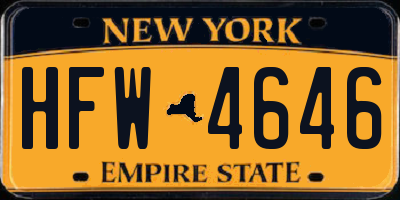 NY license plate HFW4646
