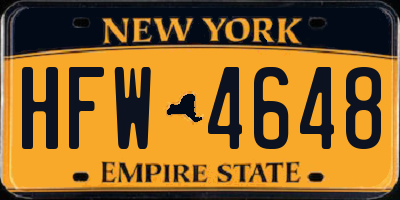 NY license plate HFW4648