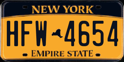 NY license plate HFW4654