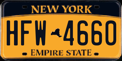 NY license plate HFW4660
