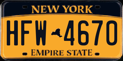 NY license plate HFW4670