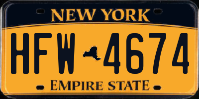 NY license plate HFW4674