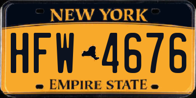 NY license plate HFW4676