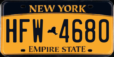 NY license plate HFW4680