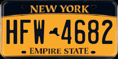 NY license plate HFW4682