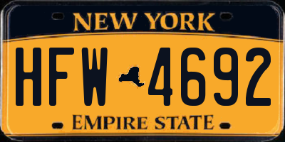 NY license plate HFW4692