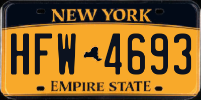 NY license plate HFW4693