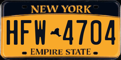 NY license plate HFW4704