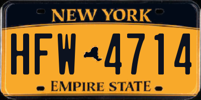 NY license plate HFW4714