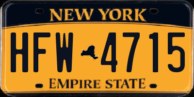 NY license plate HFW4715