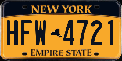 NY license plate HFW4721