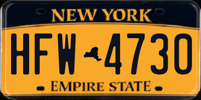NY license plate HFW4730