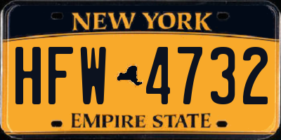 NY license plate HFW4732