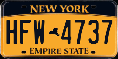 NY license plate HFW4737