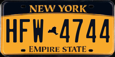 NY license plate HFW4744