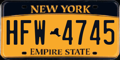 NY license plate HFW4745
