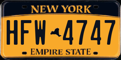 NY license plate HFW4747