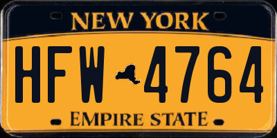 NY license plate HFW4764