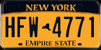 NY license plate HFW4771