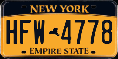 NY license plate HFW4778