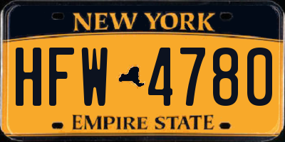 NY license plate HFW4780